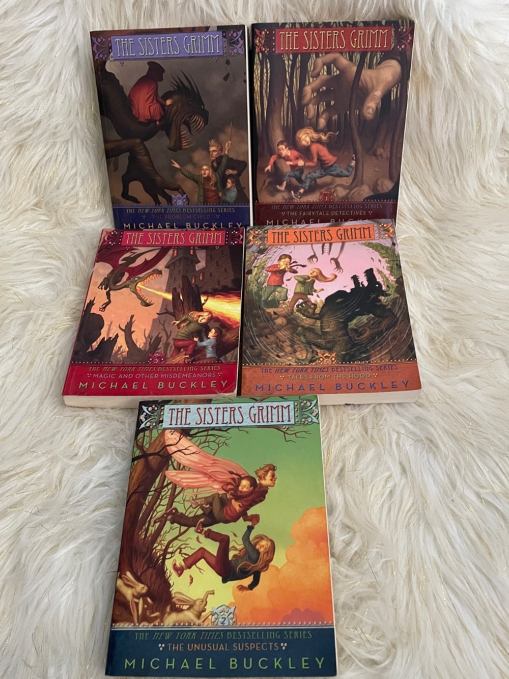 The Sisters Grimm Paperback Book Set by Michael Buckley - Colorful Covers